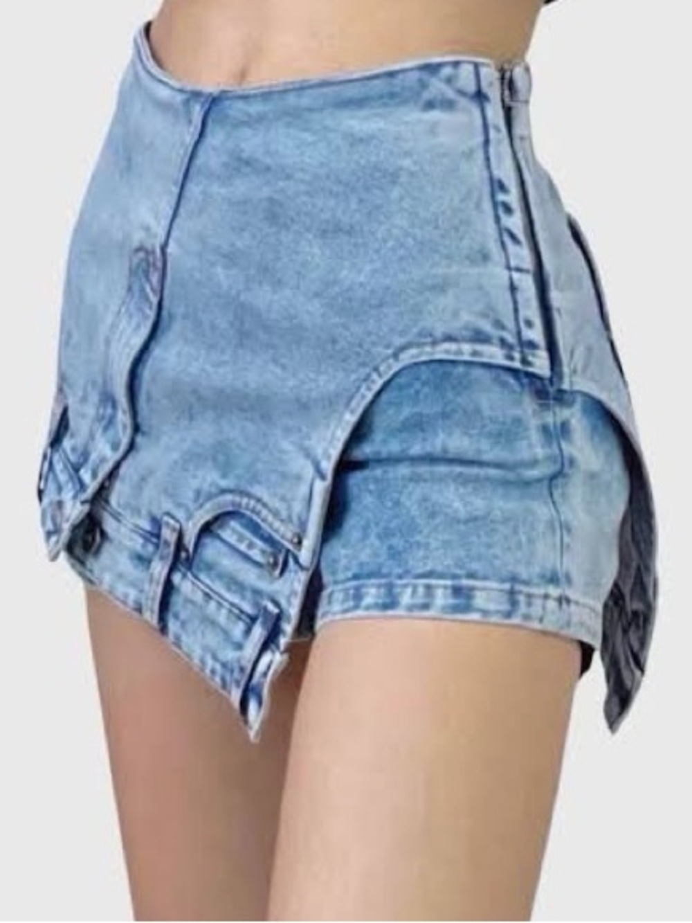 Upside Down Denim Skort Shorts